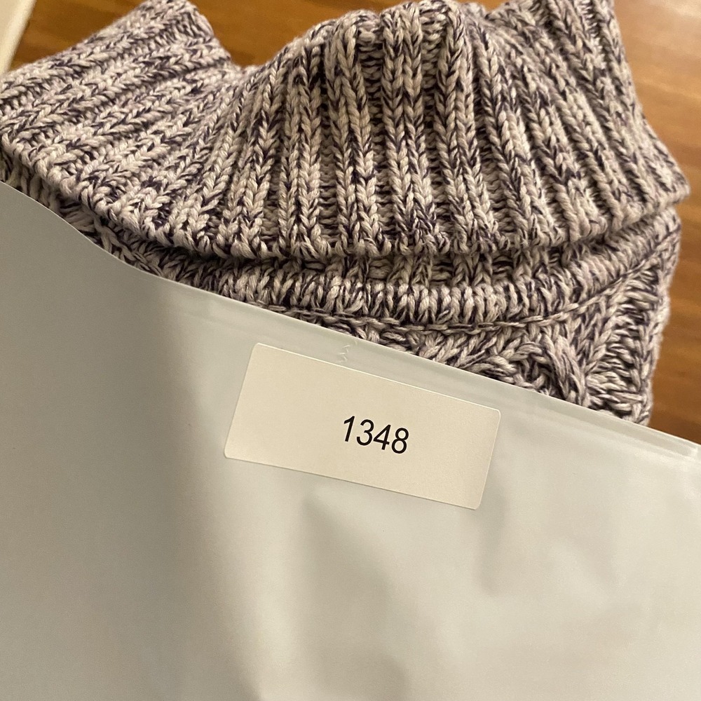 Vince Sweater Womens Medium Gray Purple Cable Knit Turtleneck Marled Colorblock - Picture 10 of 10